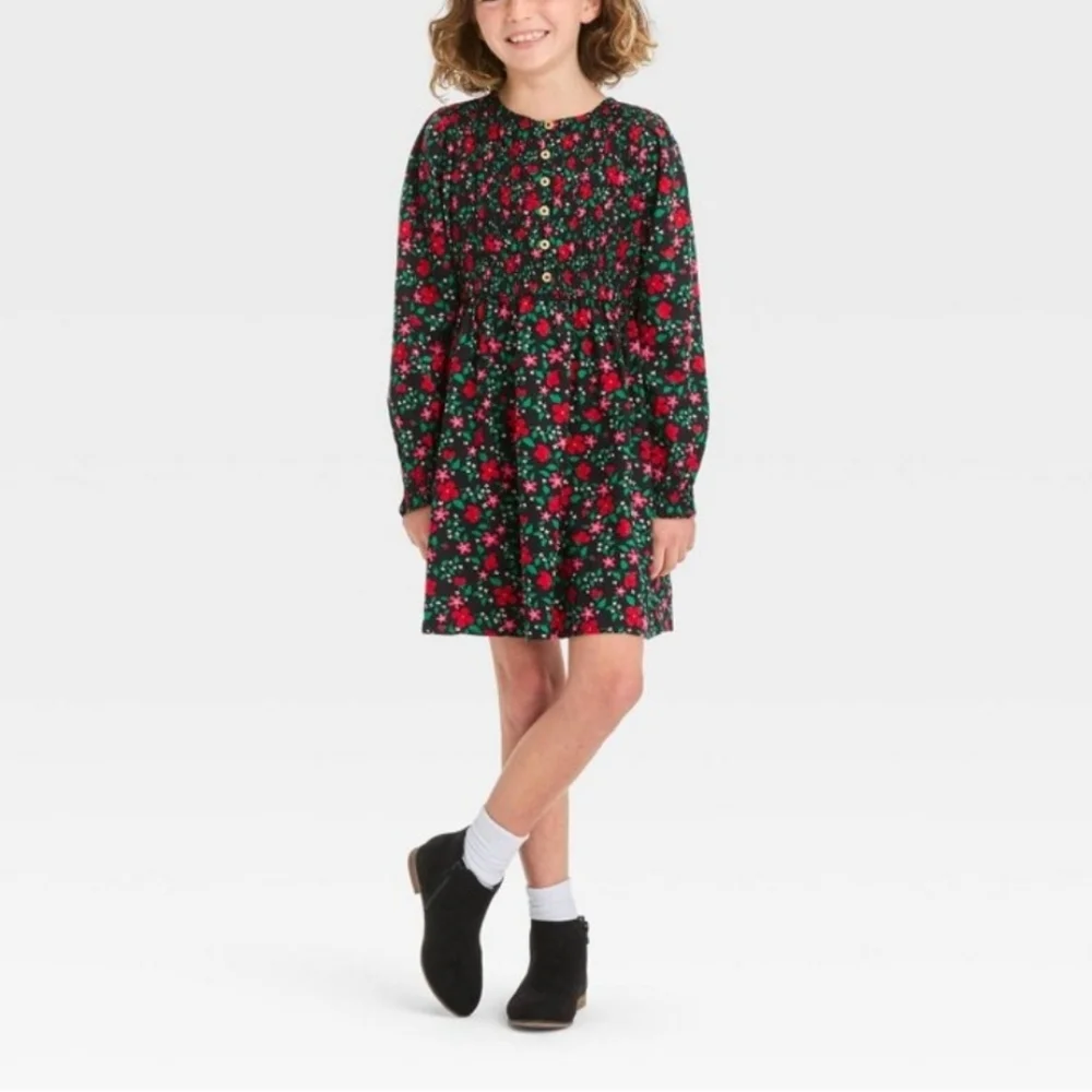 Cat & Jack Girls Long Sleeves Floral Woven Dress size M(8)